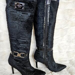 Versace Black knee high boots